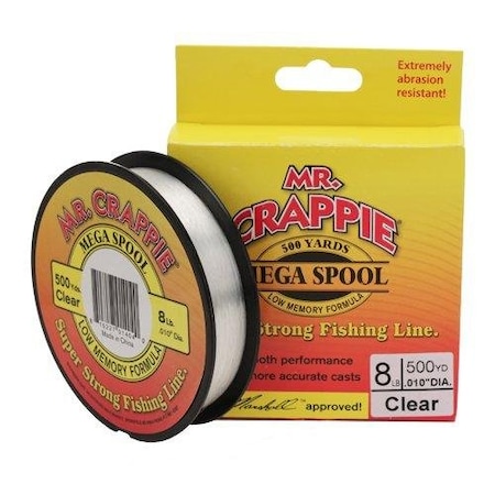 Mr. Crappie Monfilament Line Mega Spool 8Lb 500Yd Clear MC8FSCL